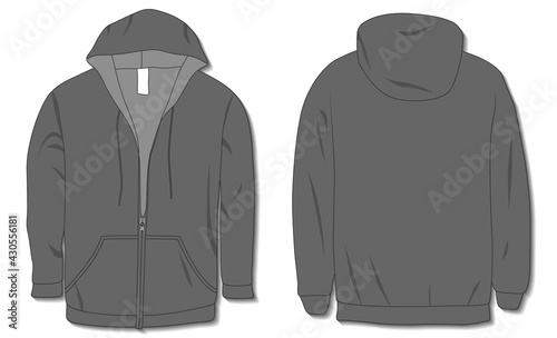 Hoodie jacket with zipper. Mockup template