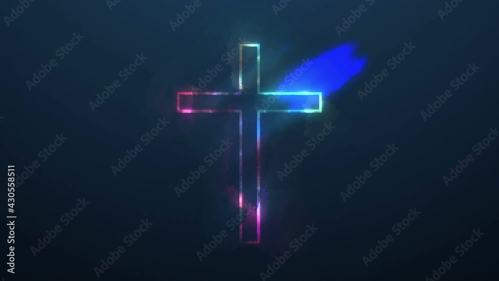 Glowing Christian Cross Background Loop