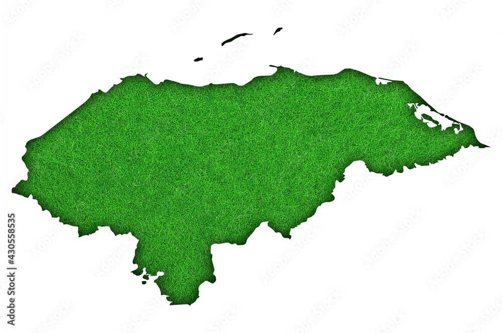 Karte von Honduras auf grünem Filz Karte von Honduras auf grünem Filz