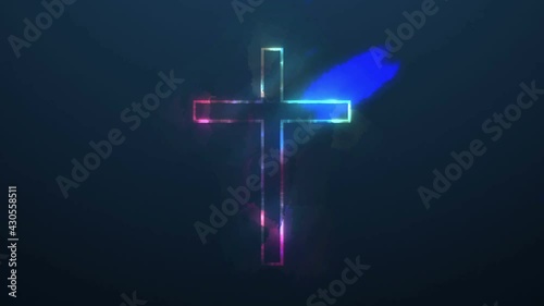 Glowing Christian Cross Background Loop