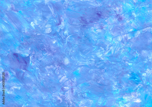 Abstract fluid art background. Blue, purple and white colors mix together. Beautiful creative print. Abstract art hand paint. Original artwork. Color splashing on paper. Interior picture