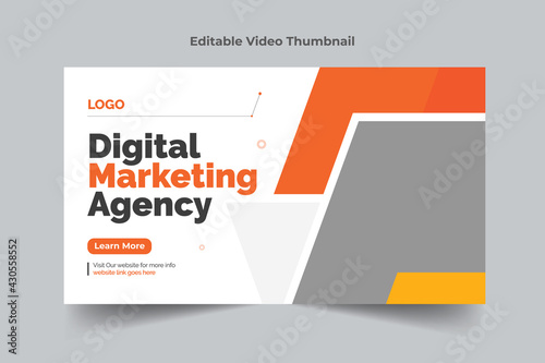 Editable digital marketing thumbnail design for any videos.social media video cover photo layout design