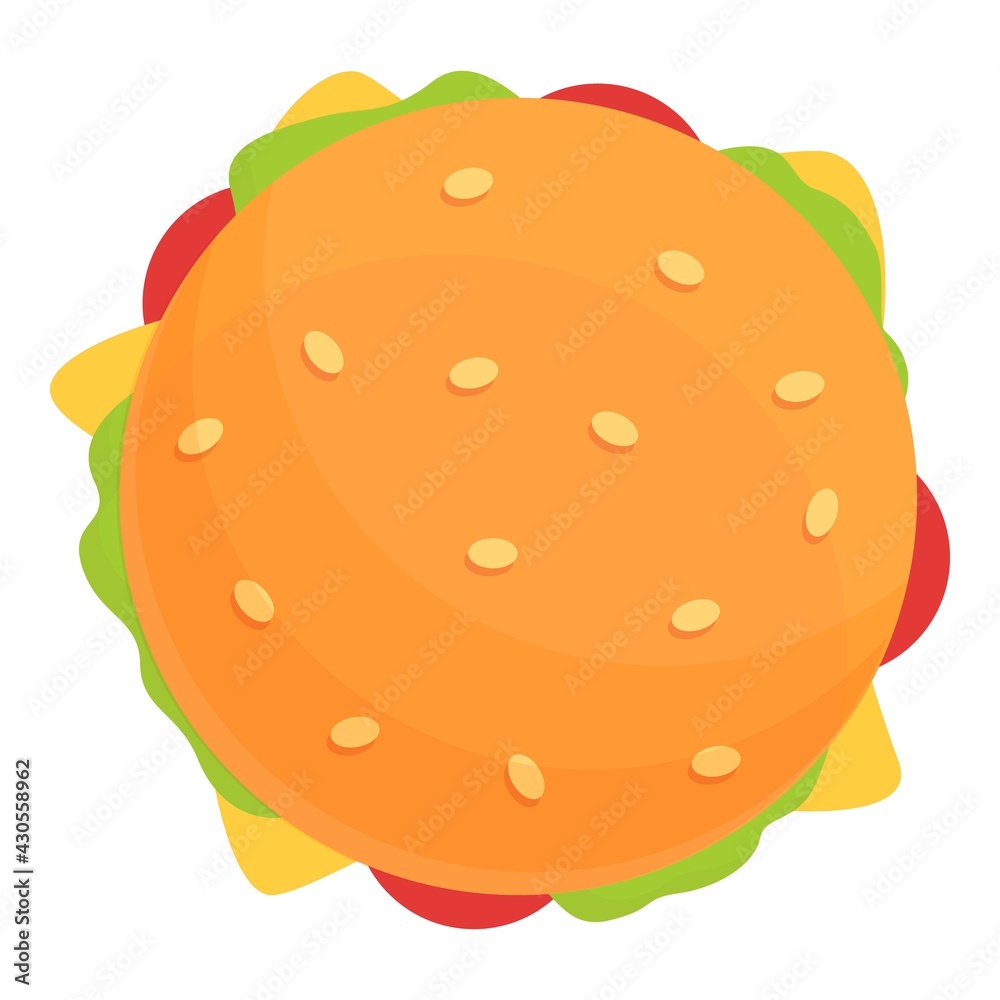 Top view burger icon. Cartoon of Top view burger vector icon for web design isolated on white background Top view burger icon. Cartoon of Top view burger vector icon for web design isolated on white background