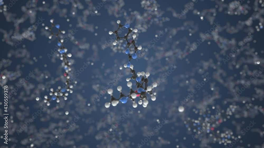 Imatinib molecule. Molecular model. Looping seamless 3d animation Imatinib molecule. Molecular model. Looping seamless 3d animation