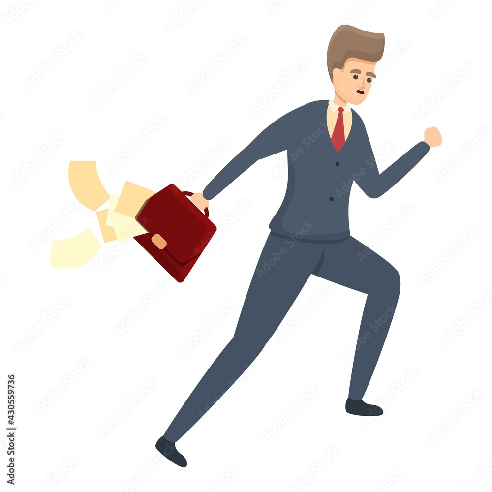 Running man rush job icon. Cartoon of Running man rush job vector icon for web design isolated on white background Running man rush job icon. Cartoon of Running man rush job vector icon for web design isolated on white background