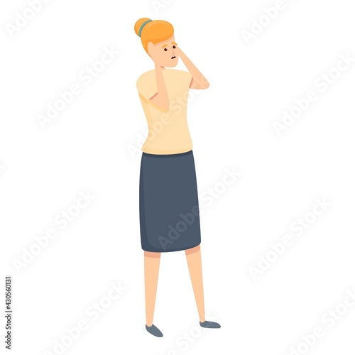 Rush job shocked woman icon. Cartoon of Rush job shocked woman vector icon for web design isolated on white background