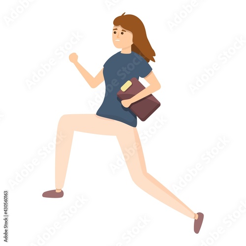 Rush job running woman icon. Cartoon of Rush job running woman vector icon for web design isolated on white background