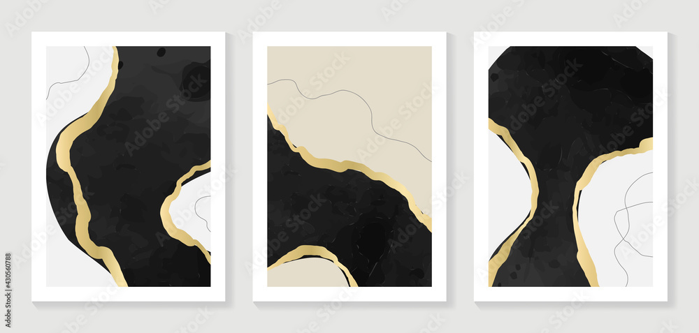 Abstract art and gold background vector. Watercolor and golden art ...