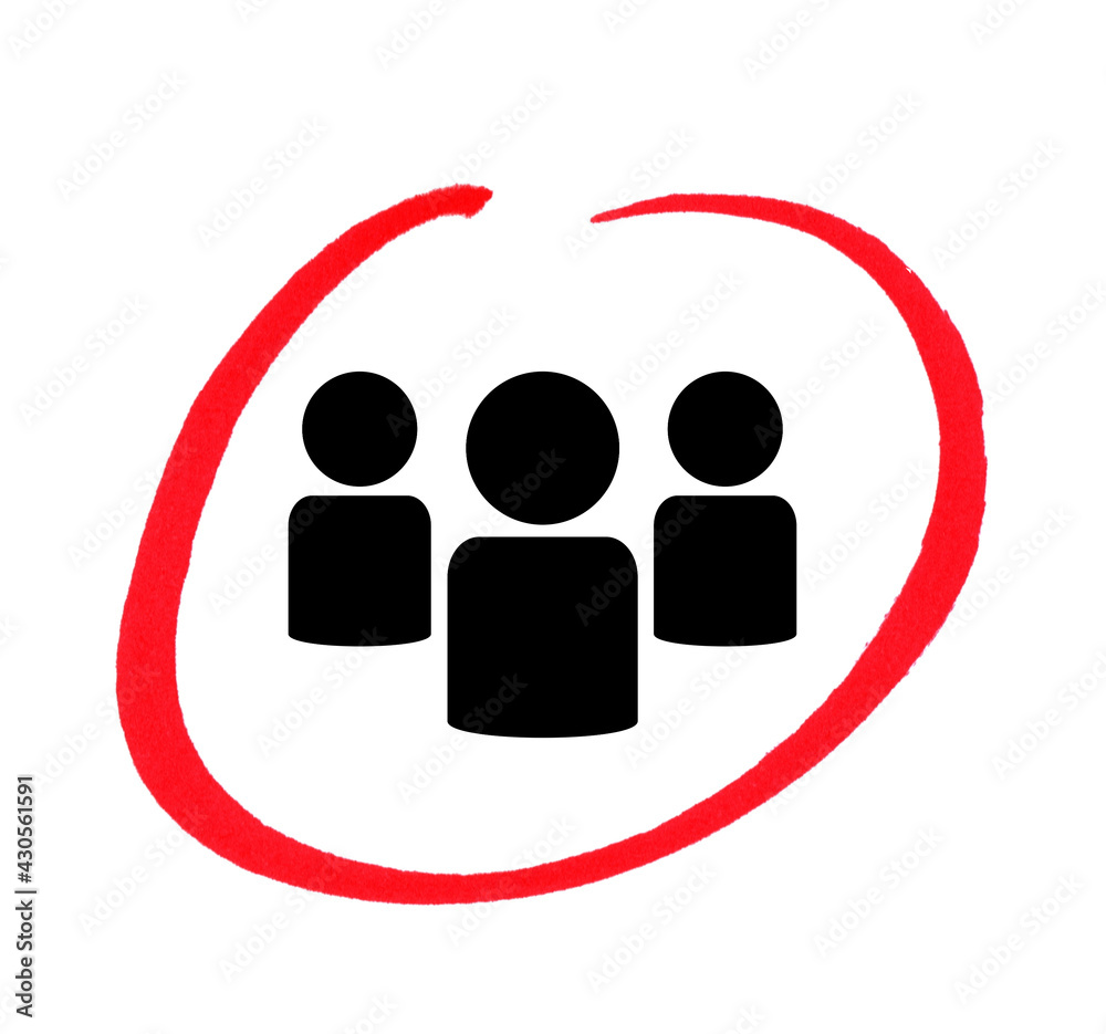 Gruppe oder Team: 3 Personen mit roter Stift Markierung Gruppe oder Team: 3 Personen mit roter Stift Markierung