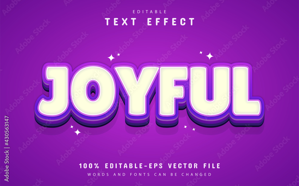 Joyful text, purple cartoon text effect Joyful text, purple cartoon text effect