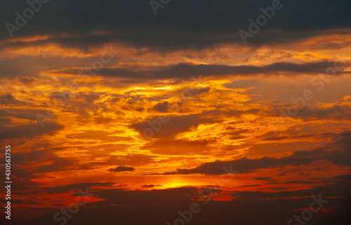 Beautiful sunset sky, yellow clouds © E.O.