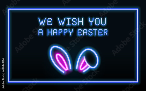 Neon glowing lines, easter space concept, easter background wallpaper design