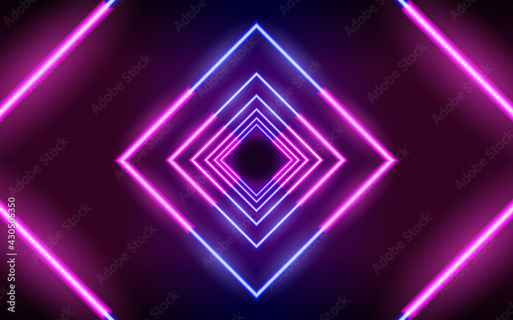 Fototapeta premium Neon glowing lines, magic energy space light concept, abstract background wallpaper design
