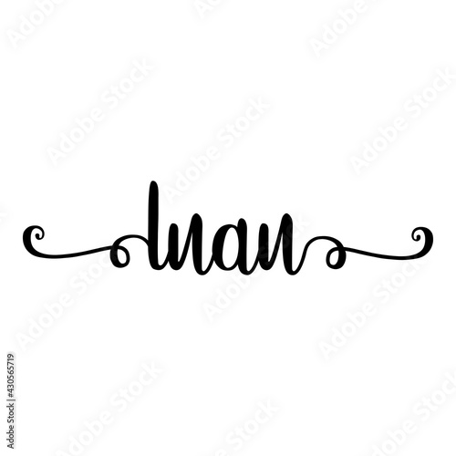 Banner con texto manuscrito luau escrito a mano con florituras en color negro