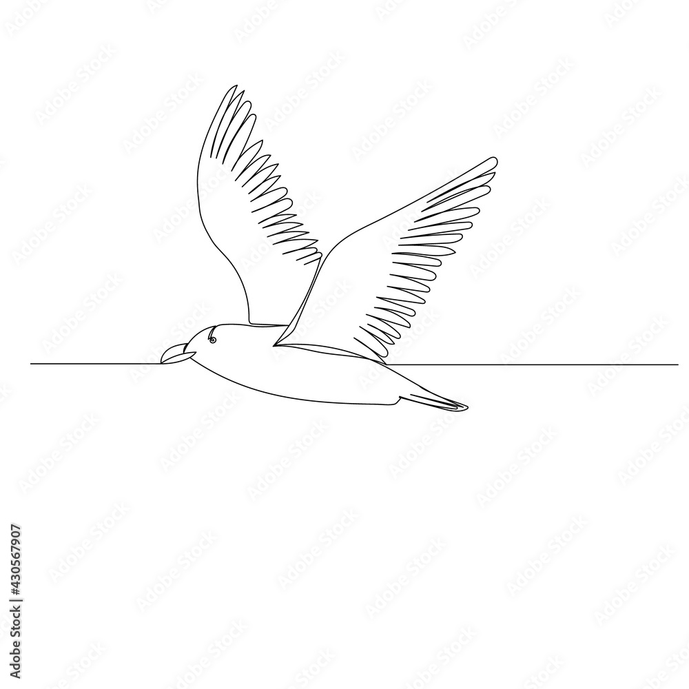 Fototapeta premium one line drawing of a flying bird