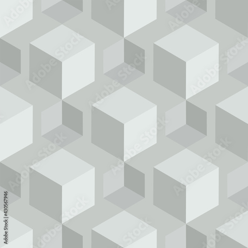 Vector abstract geometric neutral gray cubes seamless pattern