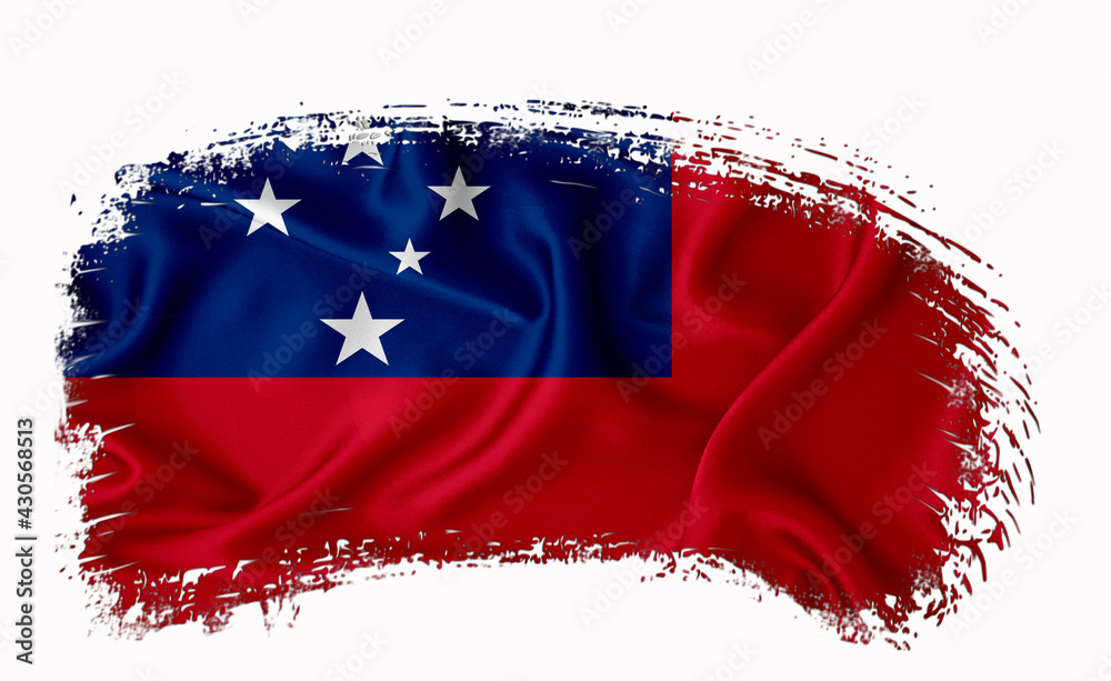 Samoa flag, brush stroke, typography, lettering, logo, label, banner on ...