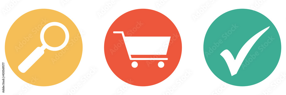 Bunter Banner mit 3 Buttons: Supermarkt, Shop oder Produkte suchen Bunter Banner mit 3 Buttons: Supermarkt, Shop oder Produkte suchen