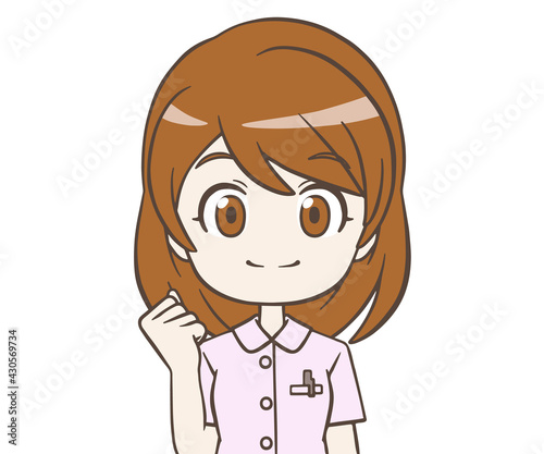 ガッツポーズをする看護師