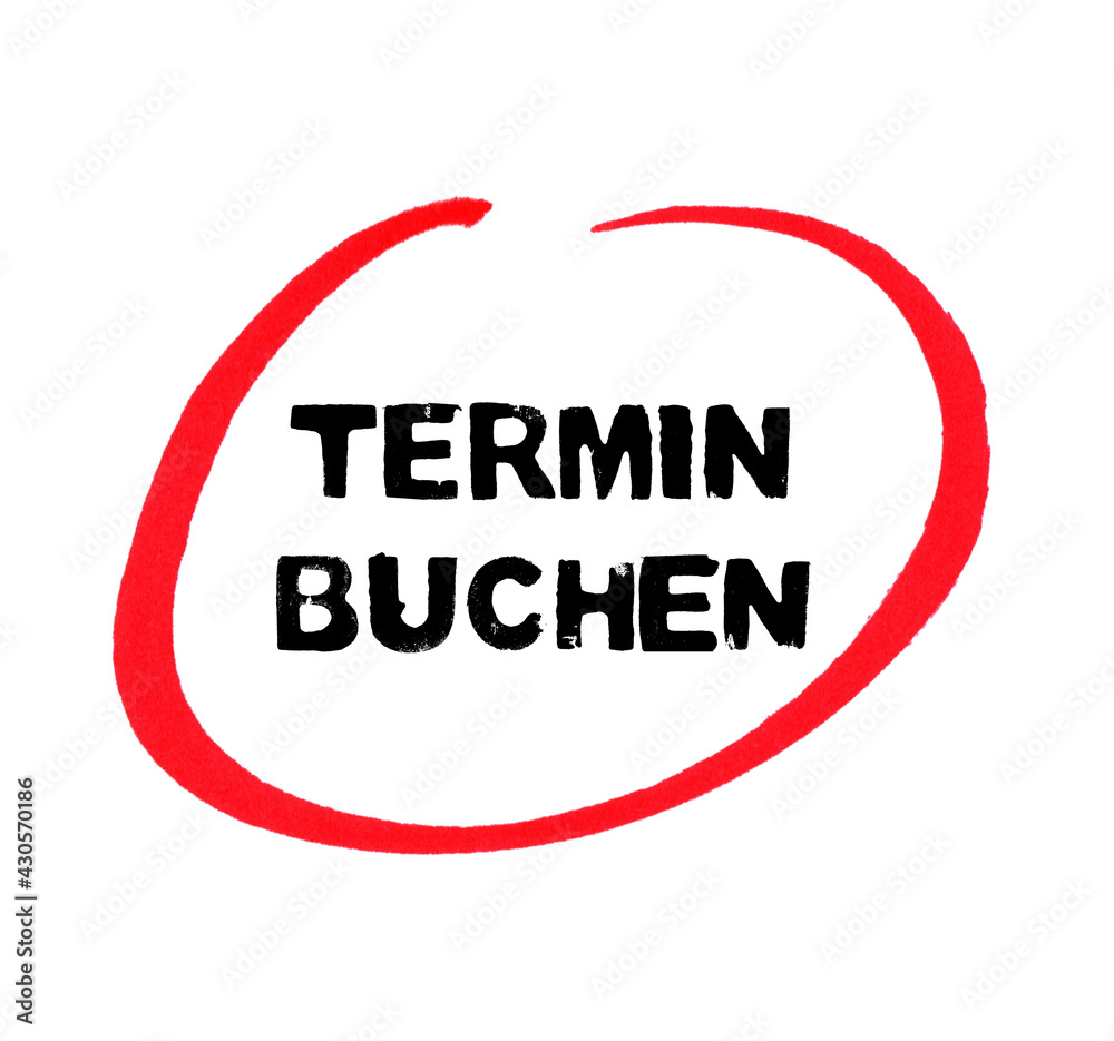 Termin buchen mit roter Stift Markierung Termin buchen mit roter Stift Markierung