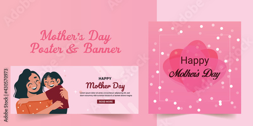 Happy Mothers day poster card set. Greeting mom postcard design. Mother's day poster template. vector illustrations.