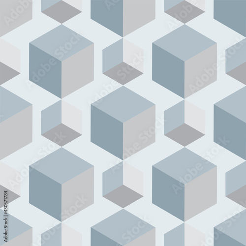 Vector abstract geometric cubes and hexagons seamless pattern