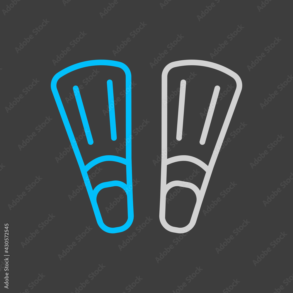 Obraz premium Diving flippers vector icon on dark background