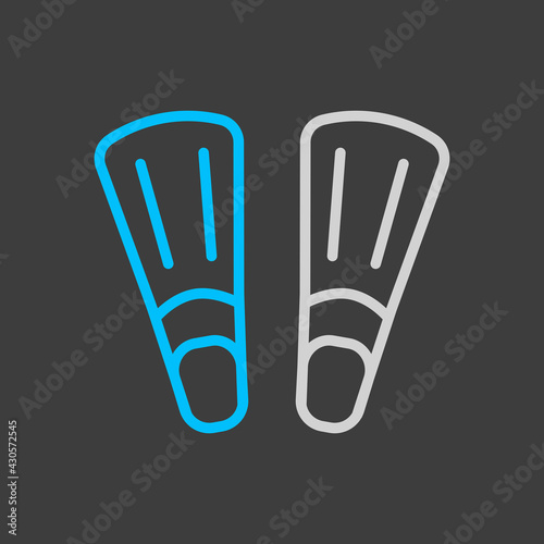 Diving flippers vector icon on dark background