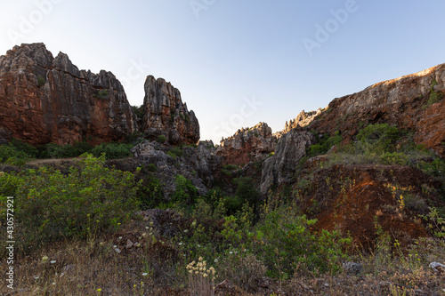 The Iron Hill (Cerro del Hierro), eroded landscape of some old abandoned mines in the Sierra Norte of Seville Natural Park, Andalusia, Spain