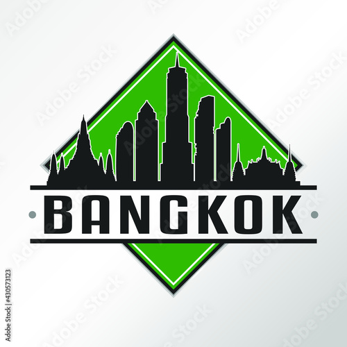 Bangkok Thailand Skyline Logo. Adventure Landscape Design Vector Illustration.