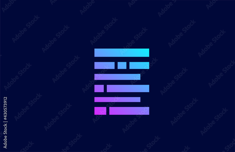 letter E logo alphabet icon with block line. Creative design for business and company with in pink blue gradient color letter E logo alphabet icon with block line. Creative design for business and company with in pink blue gradient color