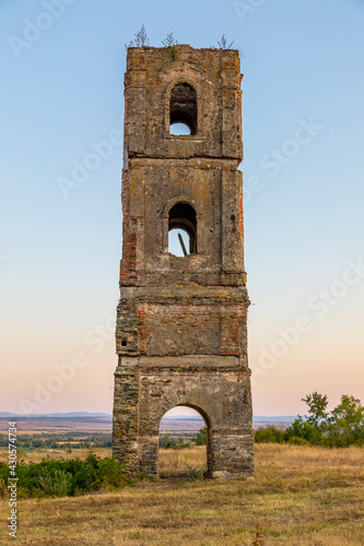 Turnul de pe deal, the tower on the hill, historical monument, Gradinari village, near Oravita city, Caras-Severin County, Romania, 300 years old, the remains of a former church photo