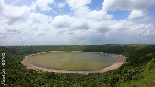 Lonar Meteroid Impact Crater Timelapse Jalna Maharashtra Meterotic Alkaline and Saline Lake photo