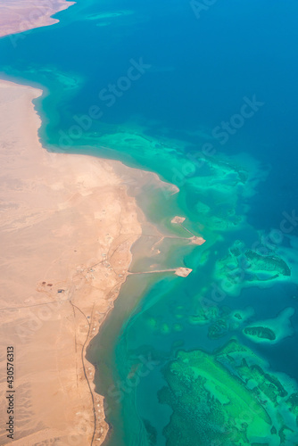 Tourism in Egypt and Africa, vacation and travelling concept, top view on a coral reef