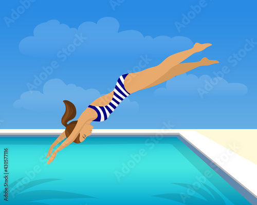 man diving into pool clipart