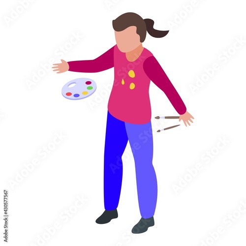 Disobedient painter girl icon. Isometric of Disobedient painter girl vector icon for web design isolated on white background