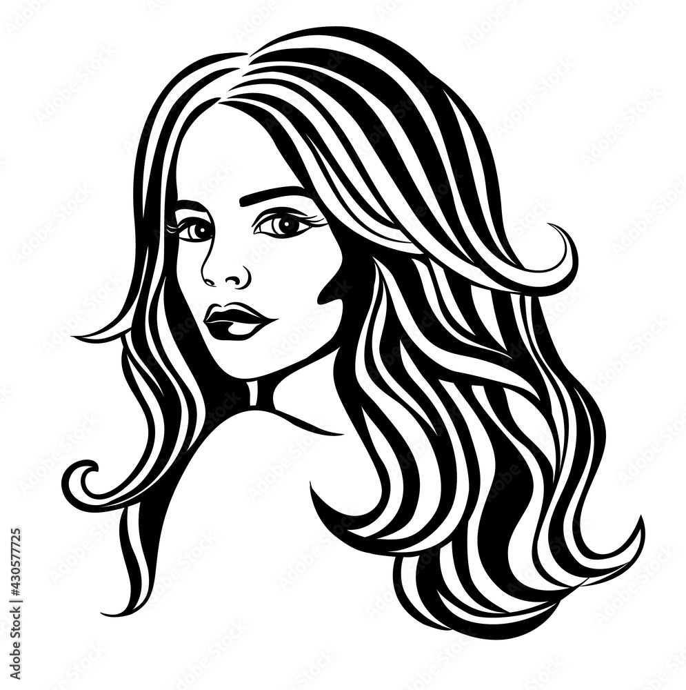 Fantasy Beautiful Woman Portrait with Long Wavy Hair Fantasy Beautiful Woman Portrait with Long Wavy Hair