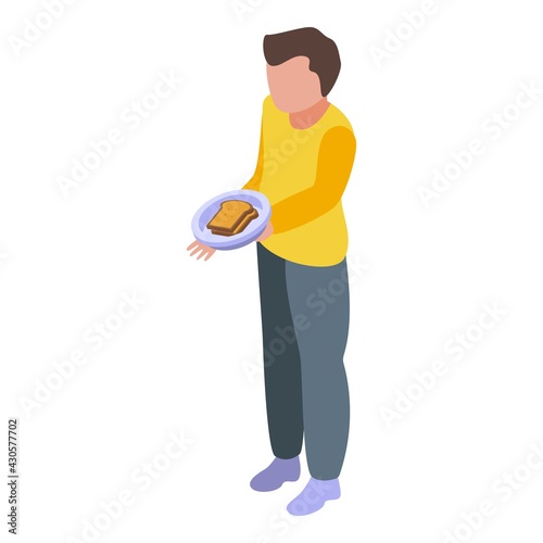 Disobedient boy with sandwich icon. Isometric of Disobedient boy with sandwich vector icon for web design isolated on white background
