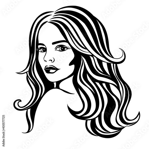 Fantasy Beautiful Woman Portrait with Long Wavy Hair