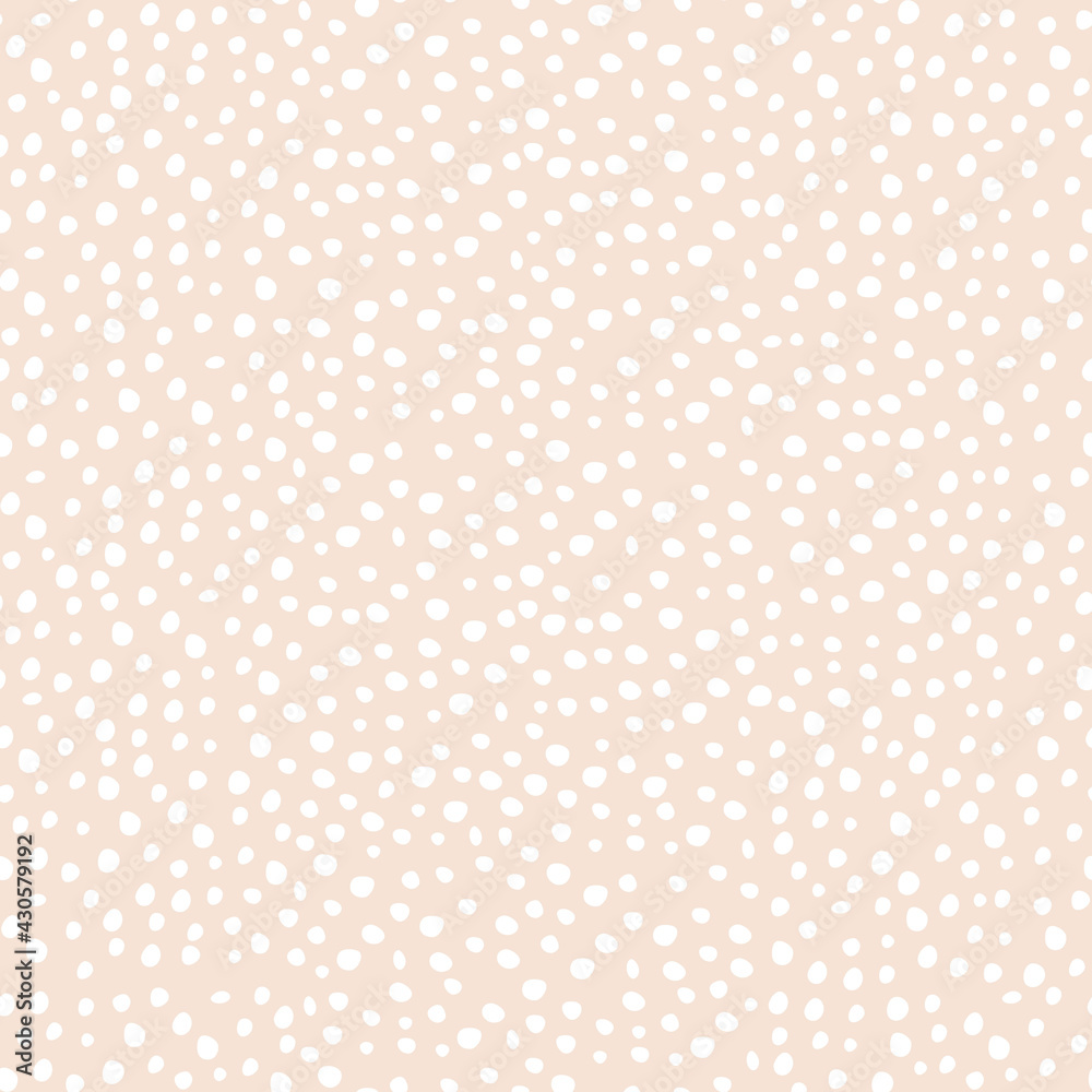 Abstract seamless vector pattern with spots. Simple irregular geometric design on beige background