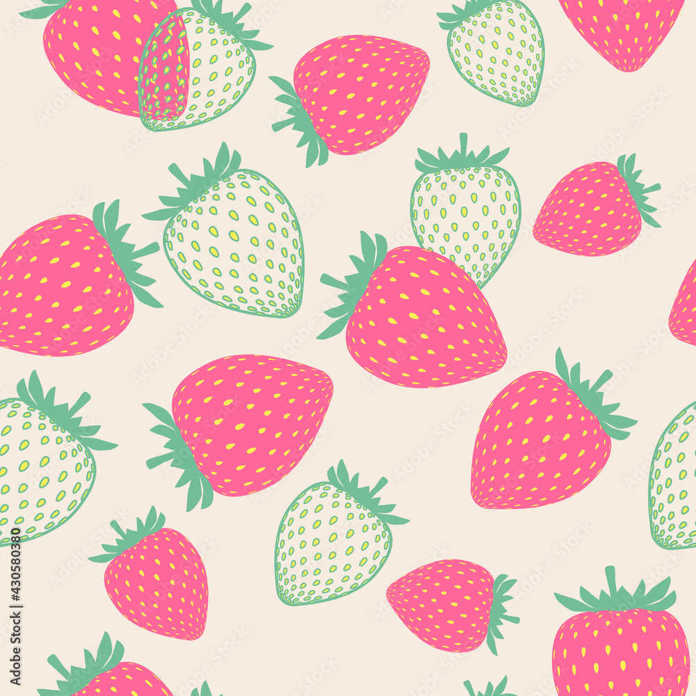vector pattern with strawberries. flat image of a pattern with berries.
