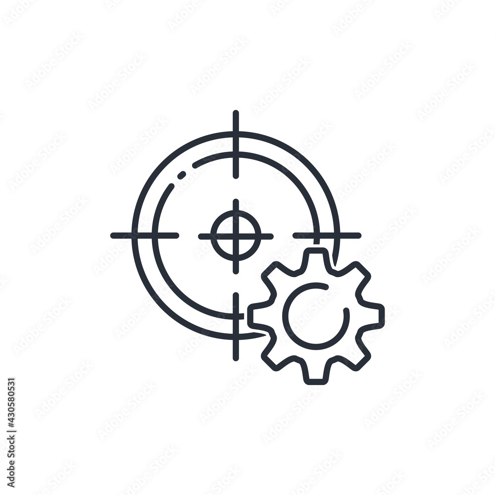 Adjustment the target. Precision. Vector Linear Icon Isolated on White Background Adjustment the target. Precision. Vector Linear Icon Isolated on White Background