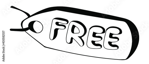 
Hand drawn Free badge in doodle style. Free symbol. Marketing and advertising tag. Isolated on white background
