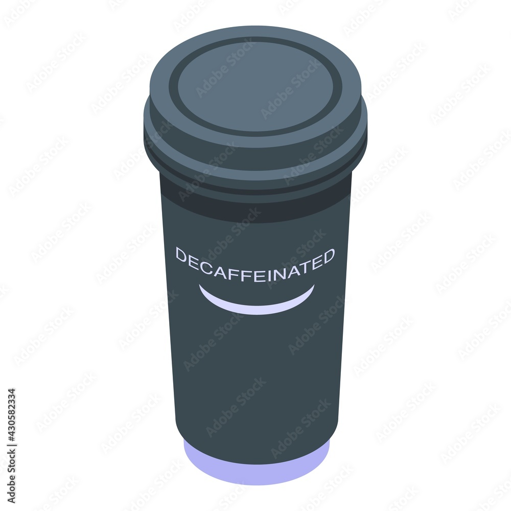 Decaffeinated coffee cup icon. Isometric of Decaffeinated coffee cup vector icon for web design isolated on white background Decaffeinated coffee cup icon. Isometric of Decaffeinated coffee cup vector icon for web design isolated on white background
