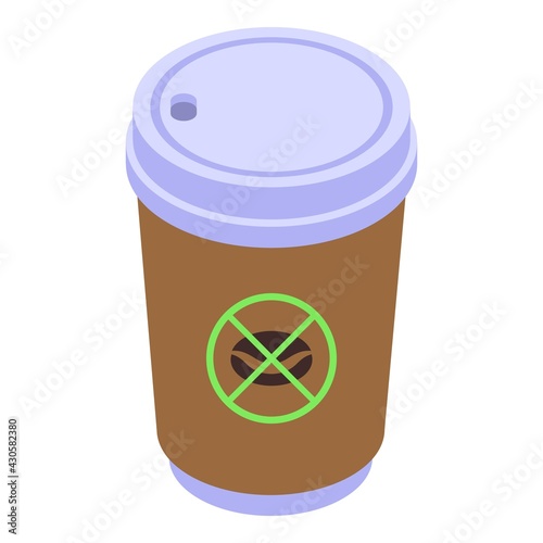 Decaffeinated coffee to go cup icon. Isometric of Decaffeinated coffee to go cup vector icon for web design isolated on white background