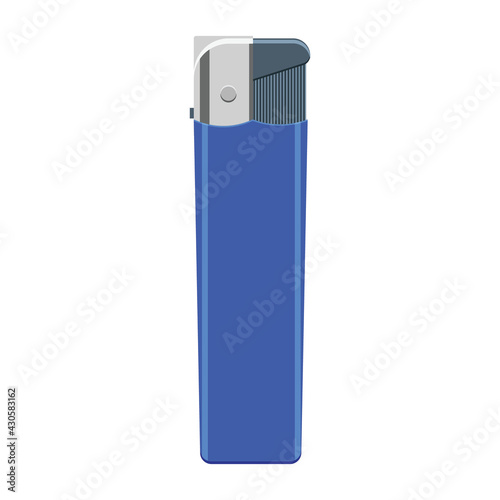 A blue gas lighter in a plastic case. Vector illustration isolated on white background.