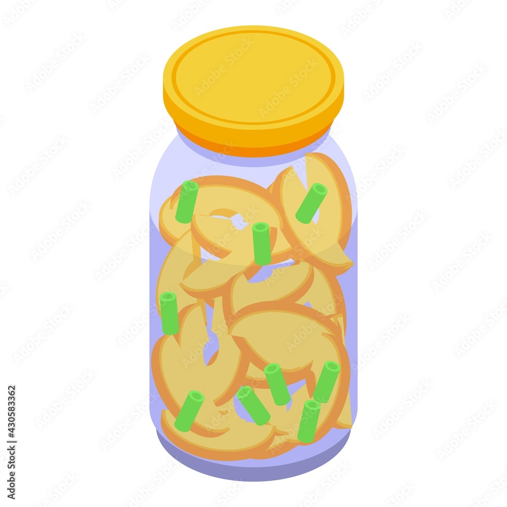 Pickled peach slices icon. Isometric of Pickled peach slices vector icon for web design isolated on white background