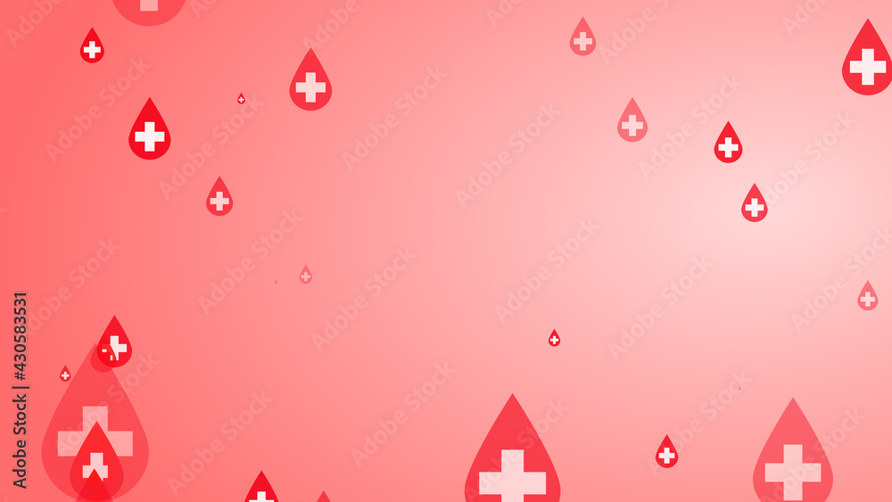 Medical health cross white on red blood drop pattern background. Abstract healthcare for World Blood Donor Day. Medical health cross white on red blood drop pattern background. Abstract healthcare for World Blood Donor Day.