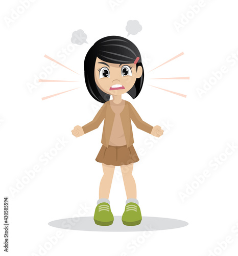 Cartoon character, Angry girl, vector eps10