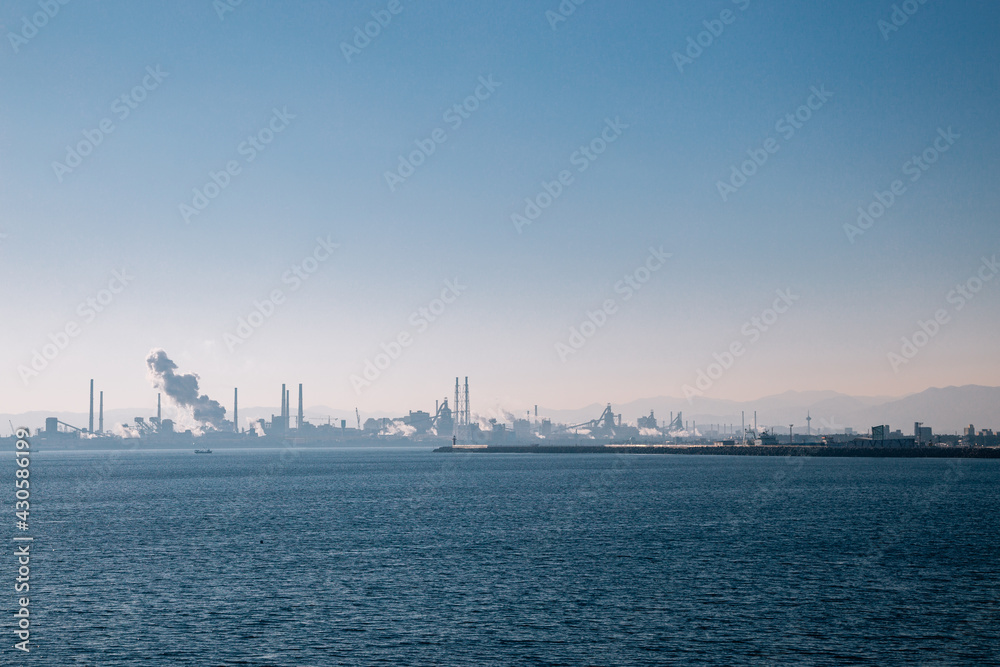 Pohang steel company and Yeongildae beach in Pohang, Korea